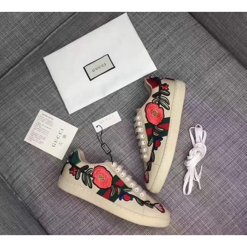 Gucci Ace embroidered low-top sneaker beige